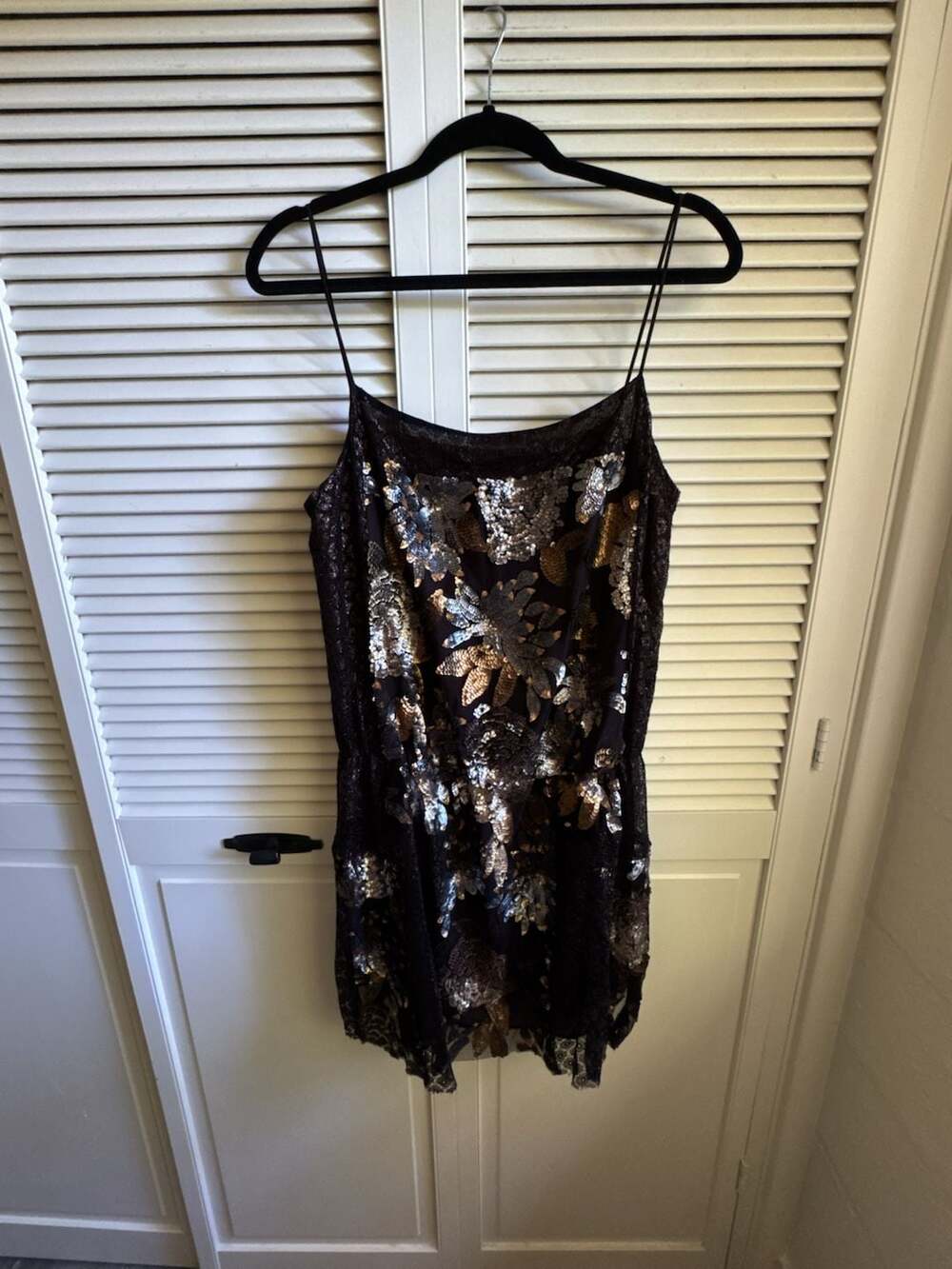 Anna Sui Women's Floral Sequin Cami Tank Top, Size 12, Made in USA